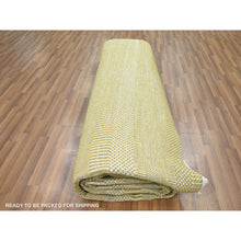 Load image into Gallery viewer, 10&#39;2&quot;x14&#39;2&quot; Harvest Gold, Modern Grass Design, Hand Knotted, Borderless, Denser Weave, Wool And Silk, Tone On Tone, Lush And Plush, Oriental Rug FWR457968