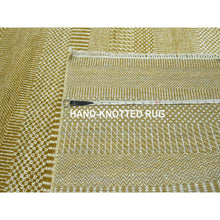 Load image into Gallery viewer, 10&#39;2&quot;x14&#39;2&quot; Harvest Gold, Modern Grass Design, Hand Knotted, Borderless, Denser Weave, Wool And Silk, Tone On Tone, Lush And Plush, Oriental Rug FWR457968