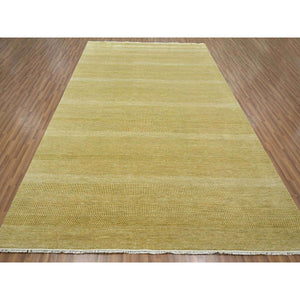 9'x12' Ecru Brown, Modern Grass Design, Borderless, Denser Weave, Tone On Tone, Wool And Silk, Lush And Plush, Hand Knotted, Oriental Rug FWR457974