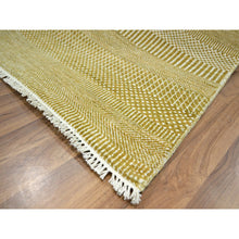 Load image into Gallery viewer, 9&#39;x12&#39; Ecru Brown, Modern Grass Design, Borderless, Denser Weave, Tone On Tone, Wool And Silk, Lush And Plush, Hand Knotted, Oriental Rug FWR457974