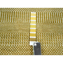 Load image into Gallery viewer, 9&#39;x12&#39; Ecru Brown, Modern Grass Design, Borderless, Denser Weave, Tone On Tone, Wool And Silk, Lush And Plush, Hand Knotted, Oriental Rug FWR457974