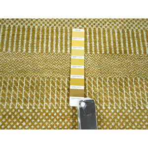 9'x12' Ecru Brown, Modern Grass Design, Borderless, Denser Weave, Tone On Tone, Wool And Silk, Lush And Plush, Hand Knotted, Oriental Rug FWR457974