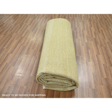 Load image into Gallery viewer, 9&#39;x12&#39; Ecru Brown, Modern Grass Design, Borderless, Denser Weave, Tone On Tone, Wool And Silk, Lush And Plush, Hand Knotted, Oriental Rug FWR457974