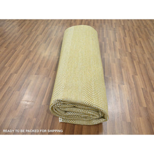 9'x12' Ecru Brown, Modern Grass Design, Borderless, Denser Weave, Tone On Tone, Wool And Silk, Lush And Plush, Hand Knotted, Oriental Rug FWR457974