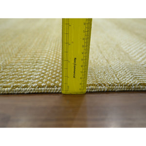 9'x12' Ecru Brown, Modern Grass Design, Borderless, Denser Weave, Tone On Tone, Wool And Silk, Lush And Plush, Hand Knotted, Oriental Rug FWR457974
