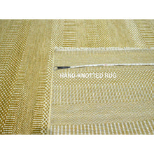 Load image into Gallery viewer, 9&#39;x12&#39; Ecru Brown, Modern Grass Design, Borderless, Denser Weave, Tone On Tone, Wool And Silk, Lush And Plush, Hand Knotted, Oriental Rug FWR457974