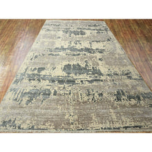 Load image into Gallery viewer, 11&#39;10&quot;x15&#39; Charcoal Gray &amp; Beige, Modern Abstract Design with Natural Colors, Wool and Silk, Hand Knotted, Oversized, Oriental Rug FWR457986