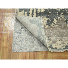 Load image into Gallery viewer, 11&#39;10&quot;x15&#39; Charcoal Gray &amp; Beige, Modern Abstract Design with Natural Colors, Wool and Silk, Hand Knotted, Oversized, Oriental Rug FWR457986