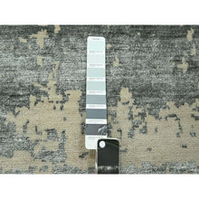 Load image into Gallery viewer, 11&#39;10&quot;x15&#39; Charcoal Gray &amp; Beige, Modern Abstract Design with Natural Colors, Wool and Silk, Hand Knotted, Oversized, Oriental Rug FWR457986