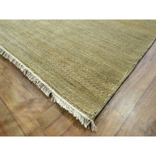 Load image into Gallery viewer, 10&#39;x14&#39; Khaki Brown, Modern Grass Design, Hand Knotted, Borderless, Denser Weave, Lush and Plush, Tone on Tone, Wool and Silk, Oriental Rug FWR457992