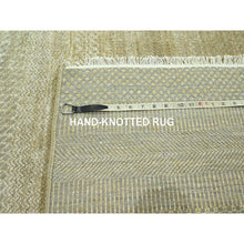 Load image into Gallery viewer, 10&#39;x14&#39; Khaki Brown, Modern Grass Design, Hand Knotted, Borderless, Denser Weave, Lush and Plush, Tone on Tone, Wool and Silk, Oriental Rug FWR457992