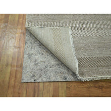 Load image into Gallery viewer, 10&#39;x14&#39; Dark Vanilla Brown, Modern Grass Design, Wool And Silk, Hand Knotted, Borderless, Denser Weave, Tone On Tone, Lush And Plush, Oriental Rug FWR457998