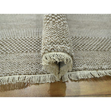 Load image into Gallery viewer, 10&#39;x14&#39; Dark Vanilla Brown, Modern Grass Design, Wool And Silk, Hand Knotted, Borderless, Denser Weave, Tone On Tone, Lush And Plush, Oriental Rug FWR457998