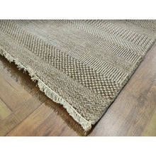 Load image into Gallery viewer, 10&#39;x14&#39; Dark Vanilla Brown, Modern Grass Design, Wool And Silk, Hand Knotted, Borderless, Denser Weave, Tone On Tone, Lush And Plush, Oriental Rug FWR457998
