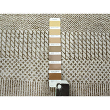 Load image into Gallery viewer, 10&#39;x14&#39; Dark Vanilla Brown, Modern Grass Design, Wool And Silk, Hand Knotted, Borderless, Denser Weave, Tone On Tone, Lush And Plush, Oriental Rug FWR457998