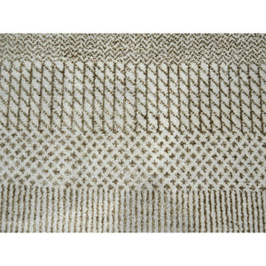 10'x14' Dark Vanilla Brown, Modern Grass Design, Wool And Silk, Hand Knotted, Borderless, Denser Weave, Tone On Tone, Lush And Plush, Oriental Rug FWR457998