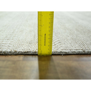 10'x14' Dark Vanilla Brown, Modern Grass Design, Wool And Silk, Hand Knotted, Borderless, Denser Weave, Tone On Tone, Lush And Plush, Oriental Rug FWR457998