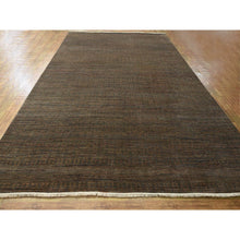 Load image into Gallery viewer, 10&#39;x14&#39; Cinnamon Brown, Modern Grass Design, Hand Knotted, Borderless, Denser Weave, Tone On Tone, Wool And Silk, Lush And Plush, Oriental Rug FWR458004