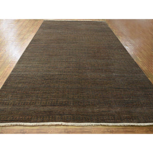 10'x14' Cinnamon Brown, Modern Grass Design, Hand Knotted, Borderless, Denser Weave, Tone On Tone, Wool And Silk, Lush And Plush, Oriental Rug FWR458004