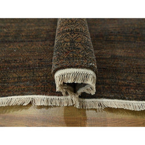 10'x14' Cinnamon Brown, Modern Grass Design, Hand Knotted, Borderless, Denser Weave, Tone On Tone, Wool And Silk, Lush And Plush, Oriental Rug FWR458004