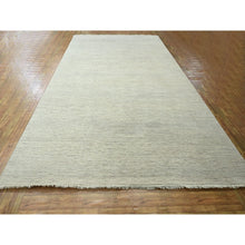 Load image into Gallery viewer, 10&#39;x14&#39; Bone White, Modern Grass Design, Hand Knotted, Borderless, Denser Weave, Tone on Tone, Wool and Silk, Lush and Plush, Oriental Rug FWR458010