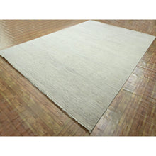 Load image into Gallery viewer, 10&#39;x14&#39; Bone White, Modern Grass Design, Hand Knotted, Borderless, Denser Weave, Tone on Tone, Wool and Silk, Lush and Plush, Oriental Rug FWR458010