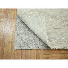 Load image into Gallery viewer, 10&#39;x14&#39; Bone White, Modern Grass Design, Hand Knotted, Borderless, Denser Weave, Tone on Tone, Wool and Silk, Lush and Plush, Oriental Rug FWR458010