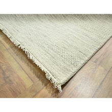 Load image into Gallery viewer, 10&#39;x14&#39; Bone White, Modern Grass Design, Hand Knotted, Borderless, Denser Weave, Tone on Tone, Wool and Silk, Lush and Plush, Oriental Rug FWR458010