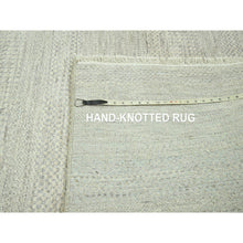 Load image into Gallery viewer, 10&#39;x14&#39; Bone White, Modern Grass Design, Hand Knotted, Borderless, Denser Weave, Tone on Tone, Wool and Silk, Lush and Plush, Oriental Rug FWR458010