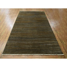 Load image into Gallery viewer, 9&#39;x11&#39;10&quot; Chocolate Brown, Modern Grass Design, Hand Knotted, Borderless, Denser Weave, Tone On Tone, Wool And Silk, Lush And Plush, Oriental Rug FWR458016