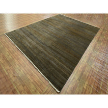 Load image into Gallery viewer, 9&#39;x11&#39;10&quot; Chocolate Brown, Modern Grass Design, Hand Knotted, Borderless, Denser Weave, Tone On Tone, Wool And Silk, Lush And Plush, Oriental Rug FWR458016