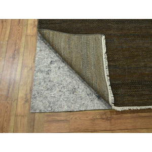 9'x11'10" Chocolate Brown, Modern Grass Design, Hand Knotted, Borderless, Denser Weave, Tone On Tone, Wool And Silk, Lush And Plush, Oriental Rug FWR458016