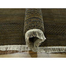 Load image into Gallery viewer, 9&#39;x11&#39;10&quot; Chocolate Brown, Modern Grass Design, Hand Knotted, Borderless, Denser Weave, Tone On Tone, Wool And Silk, Lush And Plush, Oriental Rug FWR458016