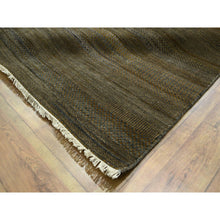 Load image into Gallery viewer, 9&#39;x11&#39;10&quot; Chocolate Brown, Modern Grass Design, Hand Knotted, Borderless, Denser Weave, Tone On Tone, Wool And Silk, Lush And Plush, Oriental Rug FWR458016
