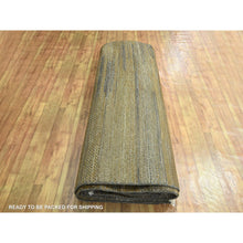 Load image into Gallery viewer, 9&#39;x11&#39;10&quot; Chocolate Brown, Modern Grass Design, Hand Knotted, Borderless, Denser Weave, Tone On Tone, Wool And Silk, Lush And Plush, Oriental Rug FWR458016