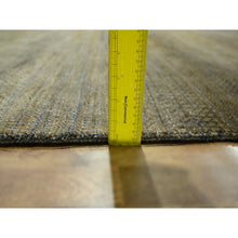 Load image into Gallery viewer, 9&#39;x11&#39;10&quot; Chocolate Brown, Modern Grass Design, Hand Knotted, Borderless, Denser Weave, Tone On Tone, Wool And Silk, Lush And Plush, Oriental Rug FWR458016