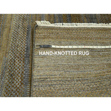 Load image into Gallery viewer, 9&#39;x11&#39;10&quot; Chocolate Brown, Modern Grass Design, Hand Knotted, Borderless, Denser Weave, Tone On Tone, Wool And Silk, Lush And Plush, Oriental Rug FWR458016