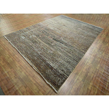 Load image into Gallery viewer, 8&#39;10&quot;x12&#39; Chipmunk Brown, Erased And Broken Line Design, Wool &amp; Silk, Hand Knotted, Hi And Low, Oriental Rug FWR458022