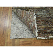 Load image into Gallery viewer, 8&#39;10&quot;x12&#39; Chipmunk Brown, Erased and Broken Line Design, Wool &amp; Silk, Hand Knotted, Hi and Low, Oriental Rug FWR458022