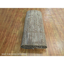 Load image into Gallery viewer, 8&#39;10&quot;x12&#39; Chipmunk Brown, Erased and Broken Line Design, Wool &amp; Silk, Hand Knotted, Hi and Low, Oriental Rug FWR458022