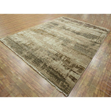 Load image into Gallery viewer, 9&#39;x12&#39; Beige &amp; Brown, Modern Abstract Design With Natural Colors, Wool And Silk, Hand Knotted, Oriental Rug FWR458034