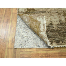Load image into Gallery viewer, 9&#39;x12&#39; Beige &amp; Brown, Modern Abstract Design With Natural Colors, Wool And Silk, Hand Knotted, Oriental Rug FWR458034