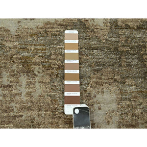 9'x12' Beige & Brown, Modern Abstract Design With Natural Colors, Wool And Silk, Hand Knotted, Oriental Rug FWR458034