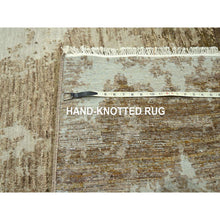 Load image into Gallery viewer, 9&#39;x12&#39; Beige &amp; Brown, Modern Abstract Design With Natural Colors, Wool And Silk, Hand Knotted, Oriental Rug FWR458034