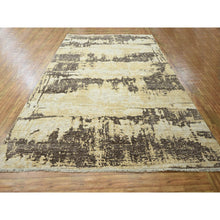 Load image into Gallery viewer, 9&#39;x12&#39; Ivory &amp; Chocolate Brown, Modern Abstract Design with Natural Colors, Hand Knotted, Wool and Silk, Oriental Rug FWR458040