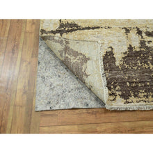 Load image into Gallery viewer, 9&#39;x12&#39; Ivory &amp; Chocolate Brown, Modern Abstract Design With Natural Colors, Hand Knotted, Wool And Silk, Oriental Rug FWR458040