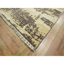 Load image into Gallery viewer, 9&#39;x12&#39; Ivory &amp; Chocolate Brown, Modern Abstract Design With Natural Colors, Hand Knotted, Wool And Silk, Oriental Rug FWR458040