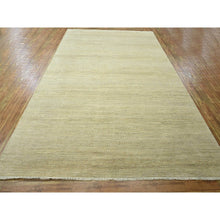 Load image into Gallery viewer, 9&#39;1&quot;x12&#39;3&quot; Ecru Brown, Modern Grass Design, Hand Knotted, Borderless, Tone On Tone, Wool And Silk, Denser Weave, Lush And Plush, Oriental Rug FWR458046