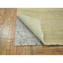 Load image into Gallery viewer, 9&#39;1&quot;x12&#39;3&quot; Ecru Brown, Modern Grass Design, Hand Knotted, Borderless, Tone On Tone, Wool And Silk, Denser Weave, Lush And Plush, Oriental Rug FWR458046