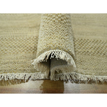 Load image into Gallery viewer, 9&#39;1&quot;x12&#39;3&quot; Ecru Brown, Modern Grass Design, Hand Knotted, Borderless, Tone On Tone, Wool And Silk, Denser Weave, Lush And Plush, Oriental Rug FWR458046